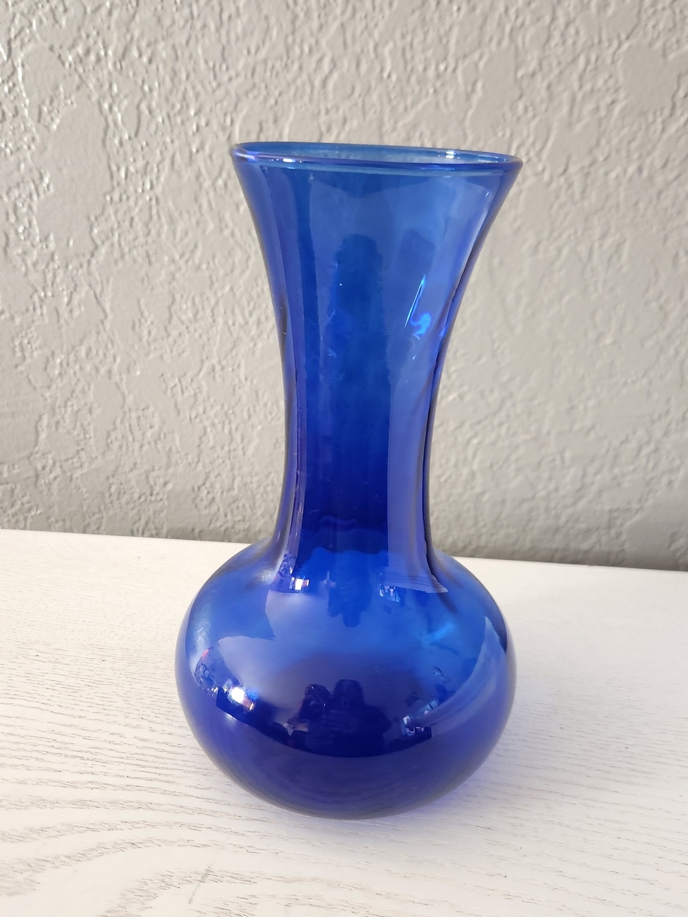Vintage Indiana Glass Cobalt Blue 8" Illusion Bulb Vase Mid-century Modern Retro